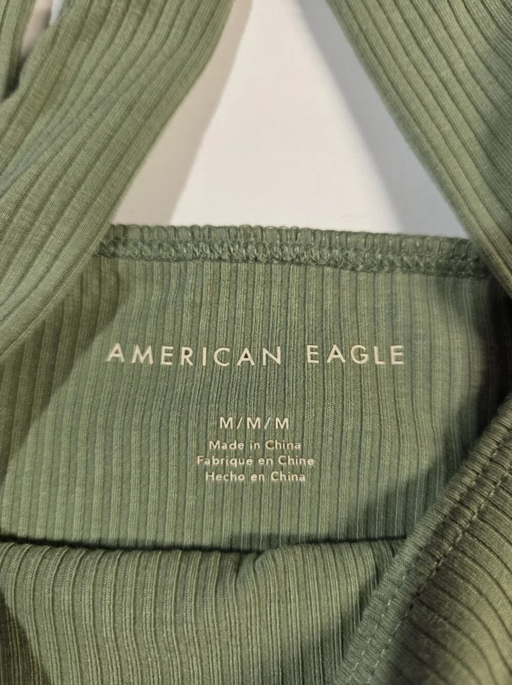 American Eagle Outfitters Ribbed Sage Square-Neck Crop Top - Picture 5 of 8